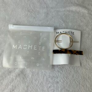 Machete Hair Clip Set Tortoiseshell Bar Barrette Gold Tone Circle French Clip